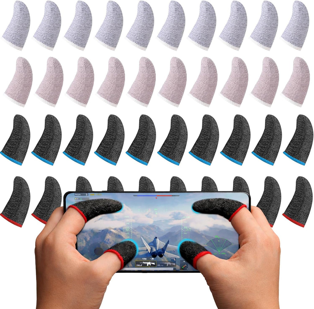 Geyoga 40 Pieces Gaming Finger Sleeve for Thumb Sleeves Mobile Gaming Finger Protector(Mixed Colors)