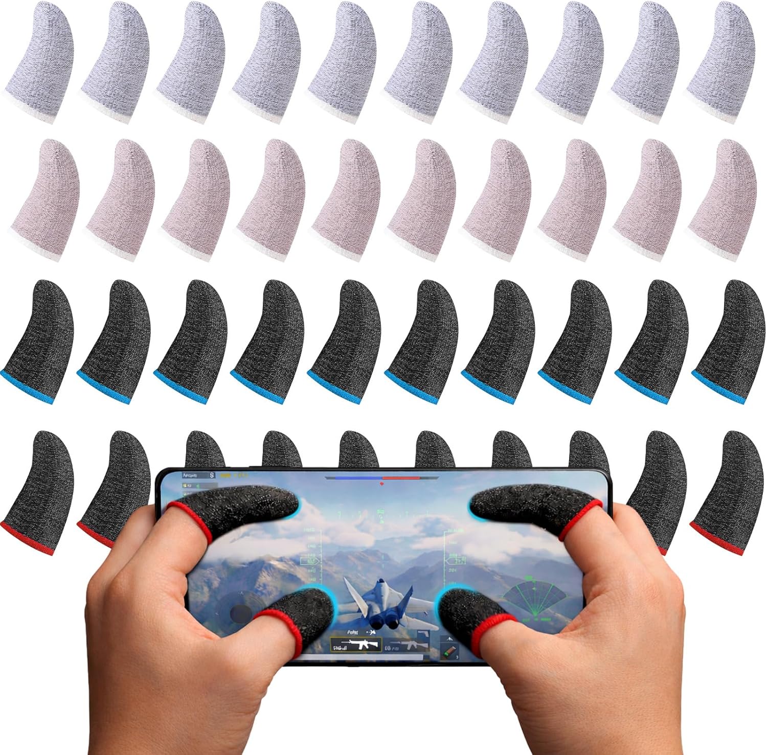 Geyoga 40 Pieces Gaming Finger Sleeve for Thumb Sleeves Mobile Gaming Finger Protector(Mixed Colors)