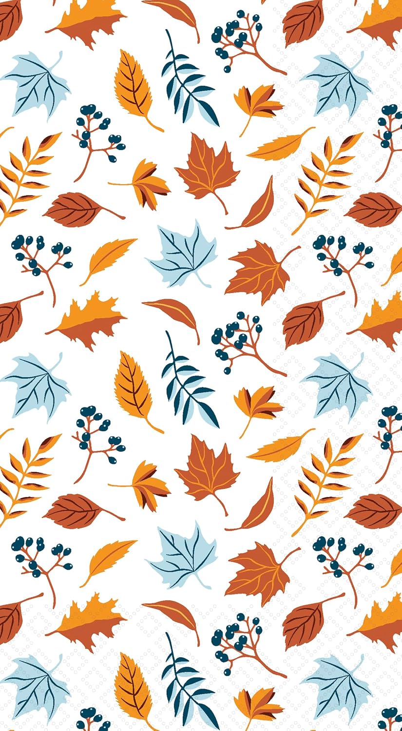 IHR Ideal Home Range Dinner Napkins Disposable 3-Ply Paper Hand Towels, 8.25" x 4.5", Autumn Leaves Scatter, 16-Count