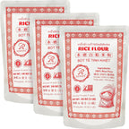Soeos Thai Rice Flour 48 Ounce (Basic), 1 Pound(Pack of 3), Rice Flour for Baking or Cooking, All Natural White Rice Flour for Sourdough Bread, Vegan, Gluten-Free