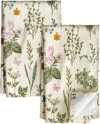Miss Adola Cotton Kitchen Towels Set of 2 - Cute Design 16×26 Inch Dish Towels for Kitchen with Hanging Loop Line Flower Quick Dry Hand Towels Soft & Absorbent, Decorative Terry Cloth Tea Towels