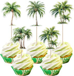 40 PCS Palm Tree Cupcake Toppers Double Sided Green Palm Tree Coconuts Cupcake Picks for Tropical Summer Beach Hawaii Luau Theme Baby Shower Birthday Party Cake Decorations Supplies
