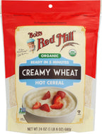 Bob's Red Mill Organic Creamy Wheat Hot Cereal, 24oz (Pack of 1) - Organic, Non GMO, Gluten Free, Whole Grain, Vegan, Kosher
