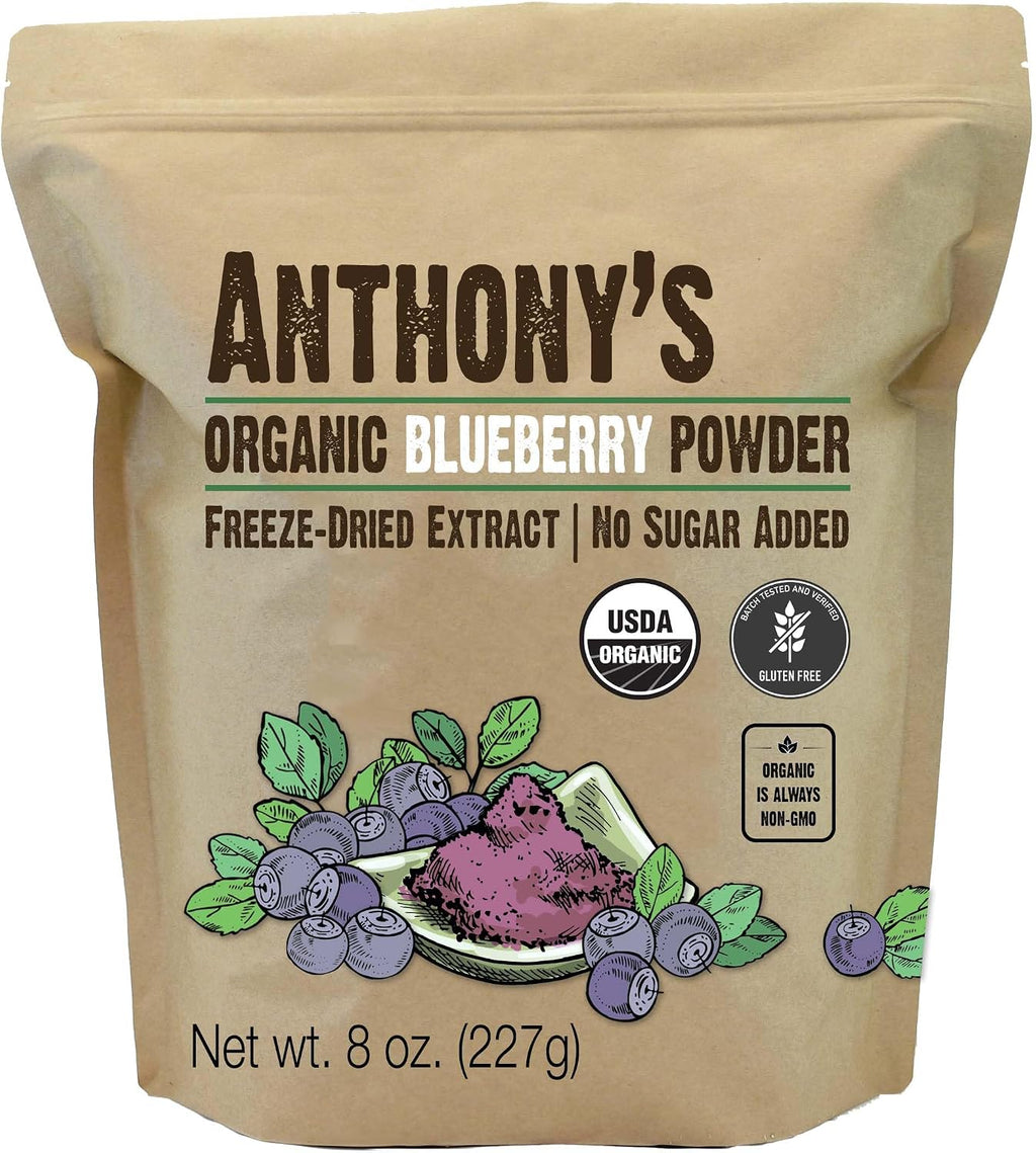 Anthony's Organic Blueberry Powder, 8 oz, Freeze-Dried, Gluten Free, Non GMO