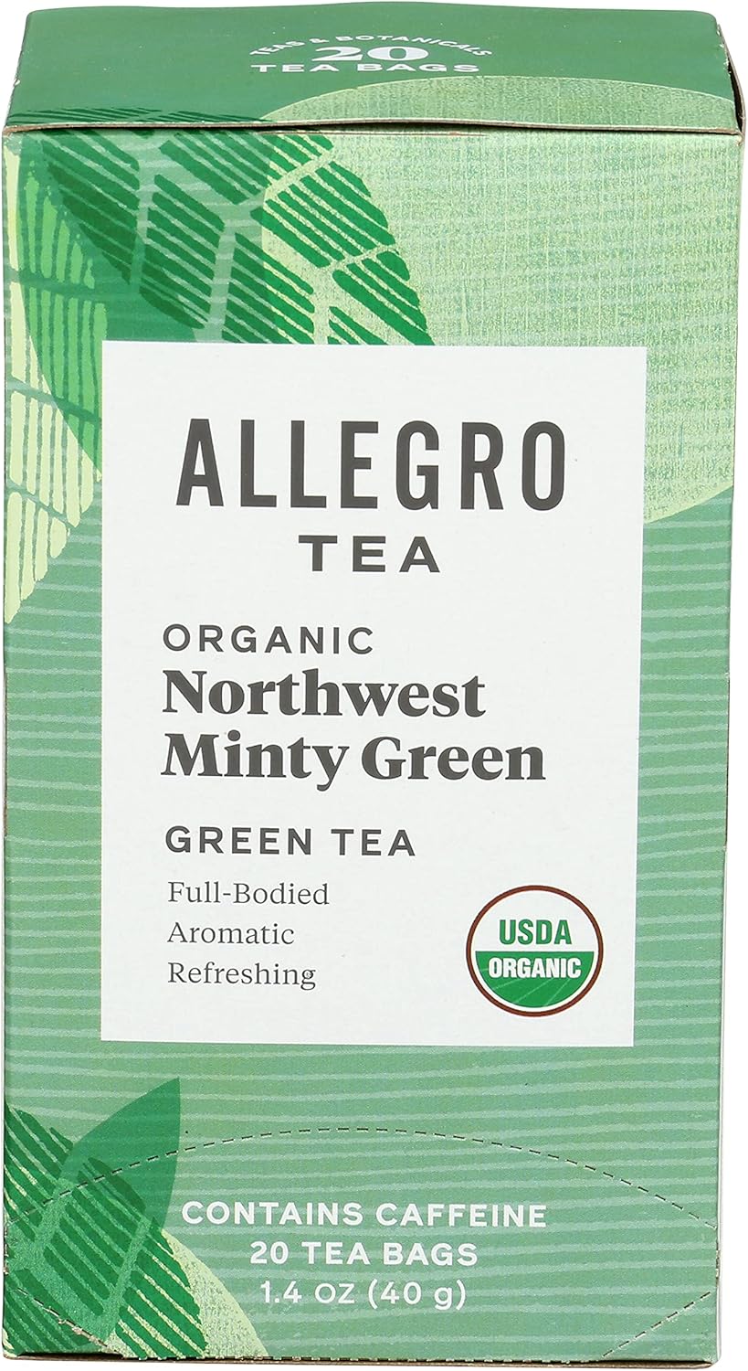 Allegro Tea, Organic Northwest Minty Green Tea Bags, 20 ct
