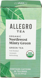 Allegro Tea, Organic Northwest Minty Green Tea Bags, 20 ct