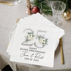 LullabyMall Luxury Custom Pack 15pcs Happy Anniversary Napkins, 25th, 30th, 50th, 60th Anniversary Napkins, White, 2-Ply Paper, DS 2, 1 Count