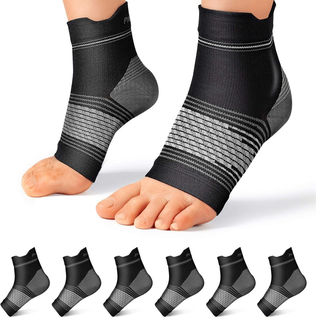 6 Pairs Plantar Fasciitis Socks for Men & Women, Ankle Brace Compression Socks with Arch Support for Achilles Tendonitis, Heel Pain, Swelling & Arthritis Relief, Black, X-Large