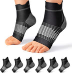 6 Pairs Plantar Fasciitis Socks for Men & Women, Ankle Brace Compression Socks with Arch Support for Achilles Tendonitis, Heel Pain, Swelling & Arthritis Relief, Black, Medium
