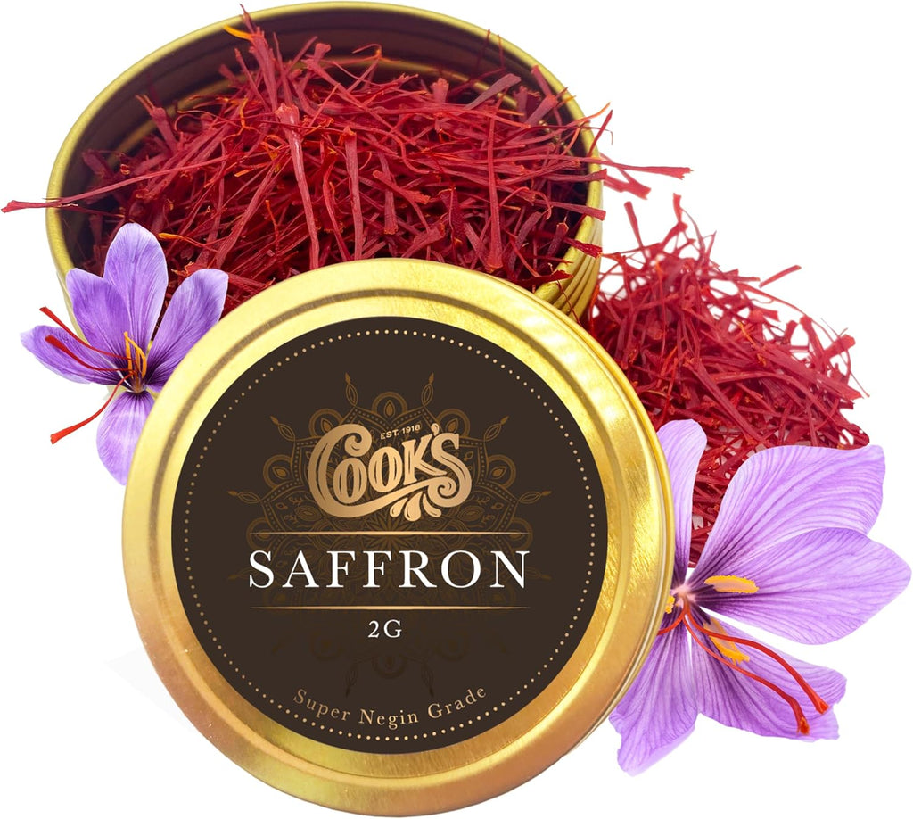 Cook’s, Premium Negin Grade Saffron Threads, Premium Dark Red Saffron Strands for Tea, Paella, Risotto, Biryani, Dessert, 2 Grams