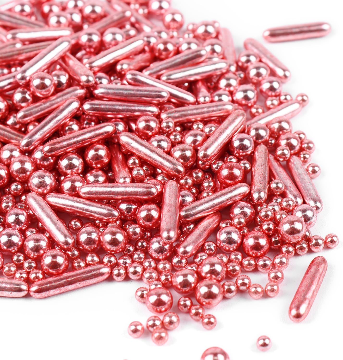 Rose Gold Sprinkles for Cake Decorating, Valentine Sprinkles, Rose Pearl Sugar Cupcake, Cookies, Ice Cream Toppings, 3.5 Ounces Cake Decorationss Baking, Perfect for Wedding, New Year’S Eve, Christmas Party