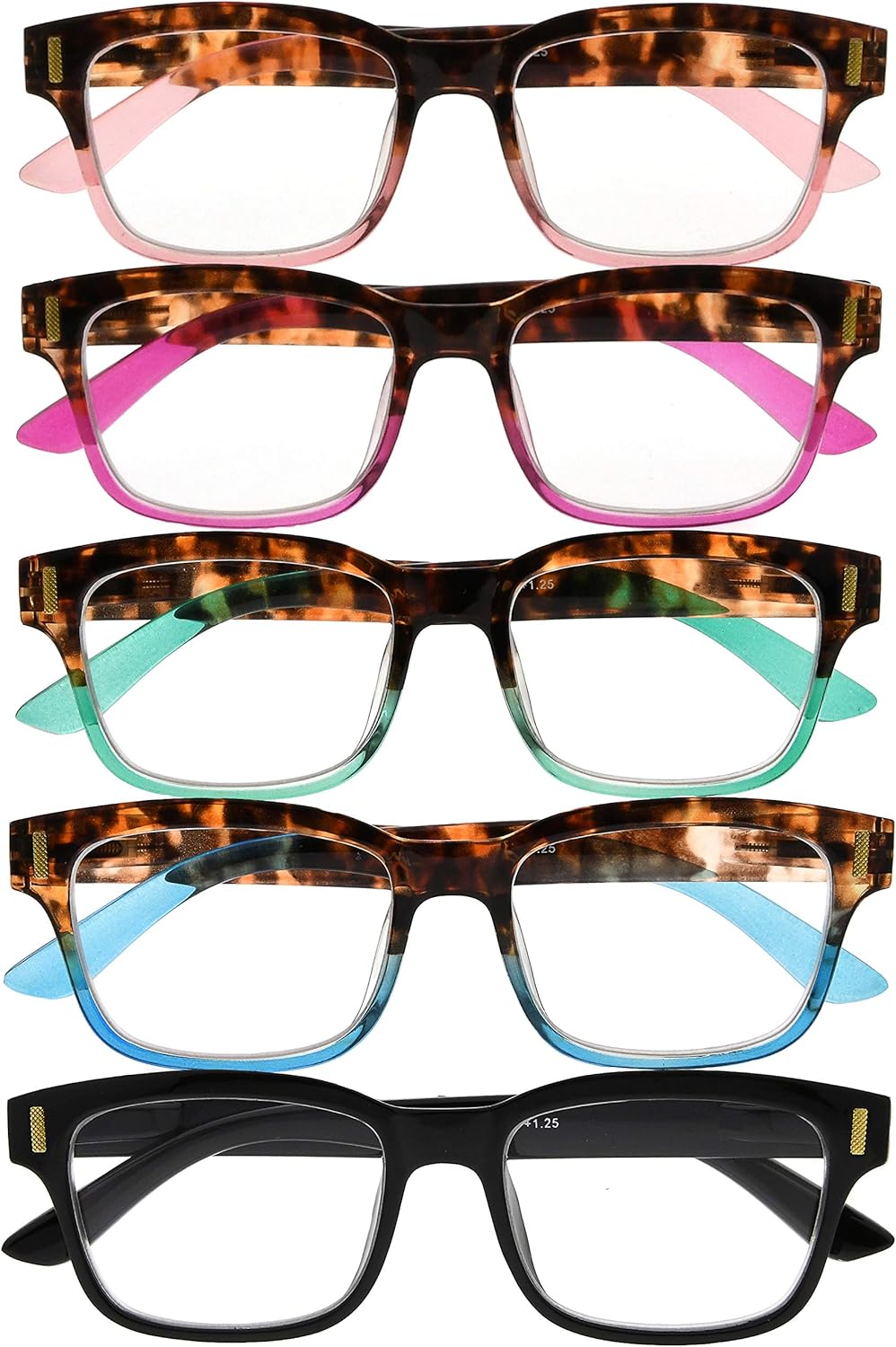 CessBlu Ladies Reading Glasses 5 Pairs Fashion Reader Eyeglasses for Women Reading