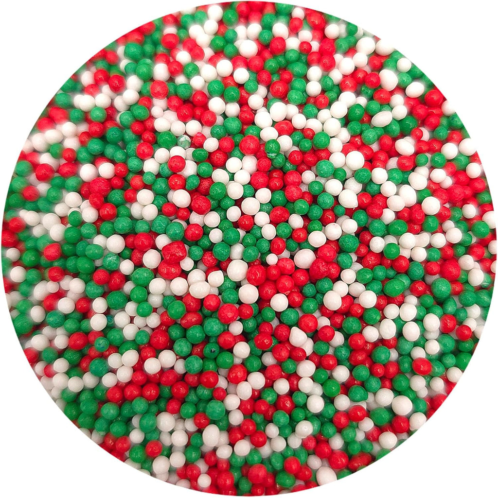 NCS Christmas Red, Green and White Edible Non Pareils Sprinkles, 8 ounces