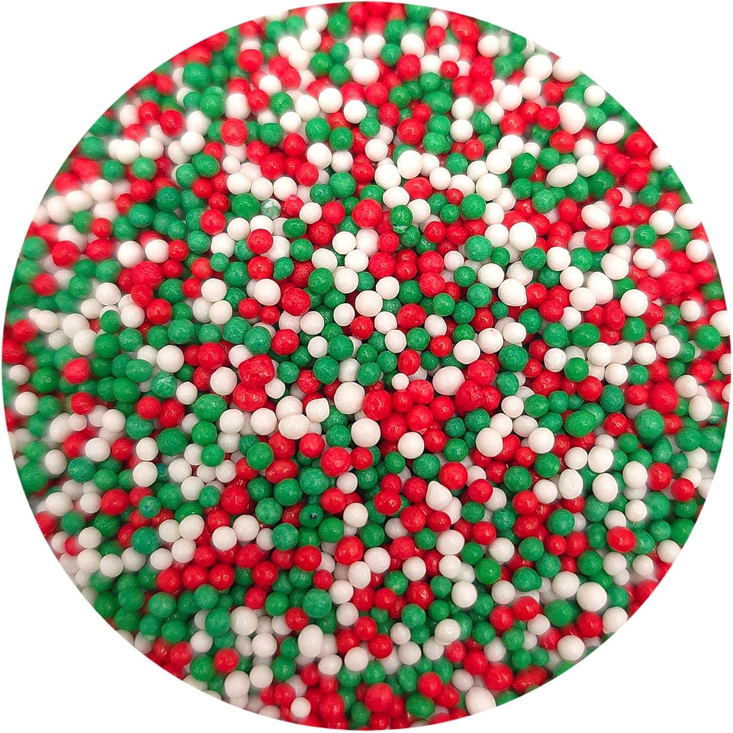 NCS Christmas Red, Green and White Edible Non Pareils Sprinkles, 8 ounces