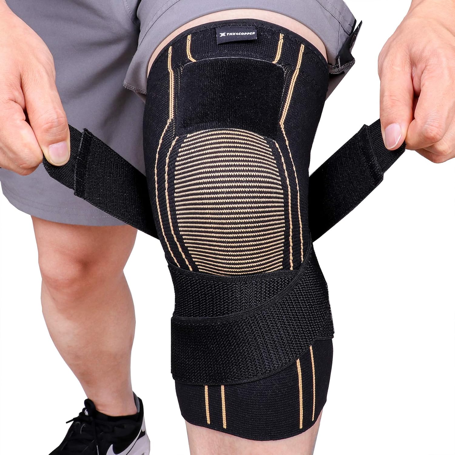 THX4COPPER Sport Compression Knee Brace with Adjustable Strap, Arthritis Relief, Joint Pain, MCL,added Support