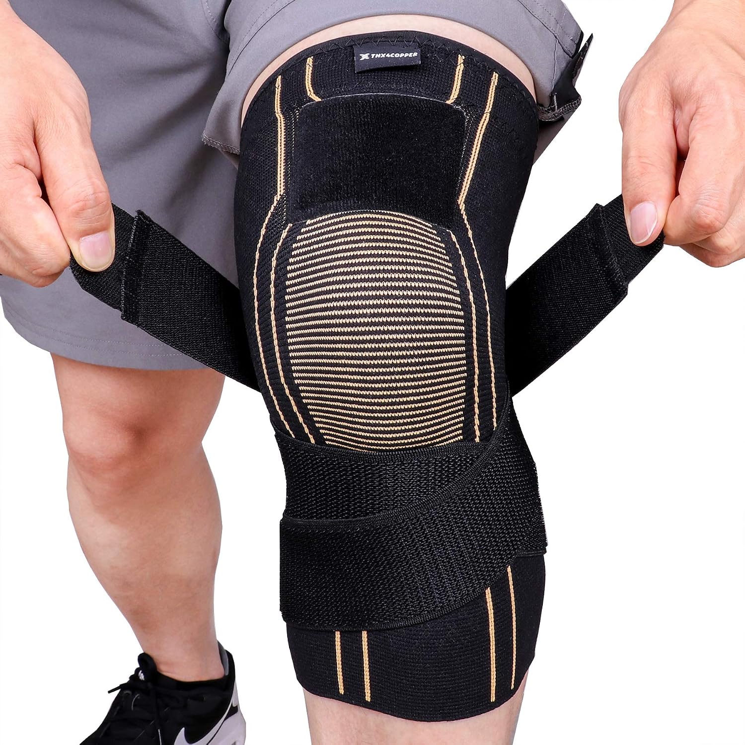 THX4COPPER Sport Compression Knee Brace with Adjustable Strap, Arthritis Relief, Joint Pain, MCL,added Support