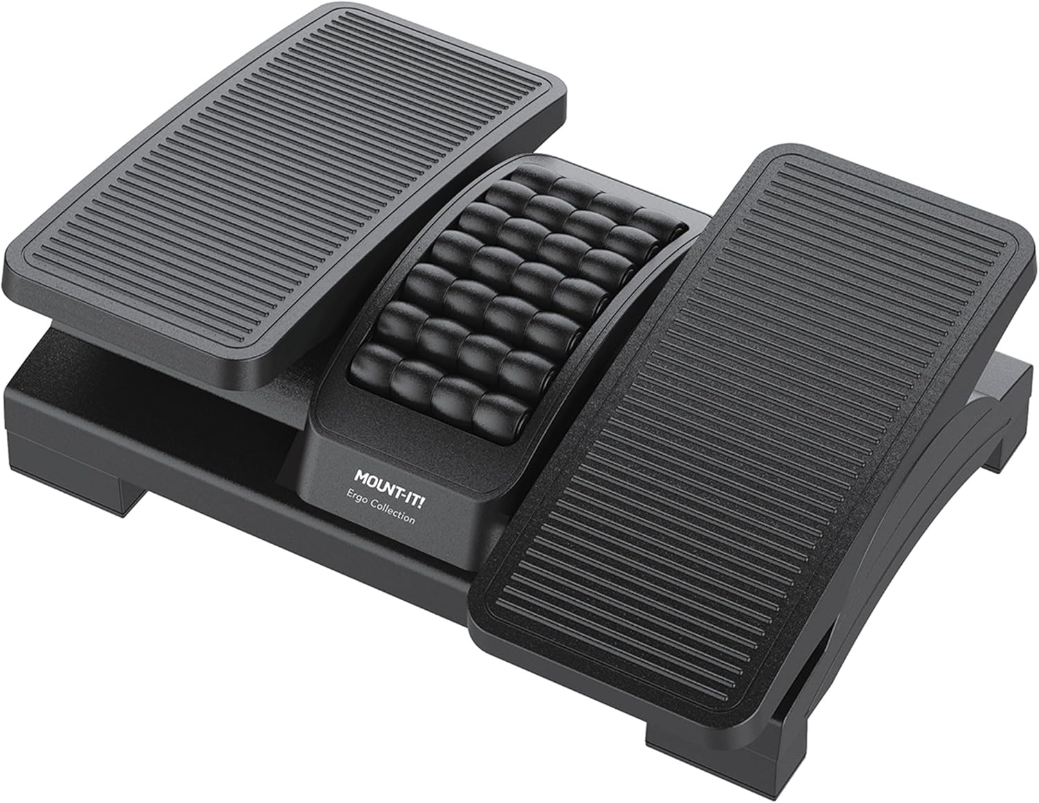 Mount-It! Ergonomic Footrest, Tilt Adjustable Individual Platforms, Height Adjustable Foot Rest with Massage Surface, Under Desk Foot Stool for Office, Leg Support and Improved Posture, Black