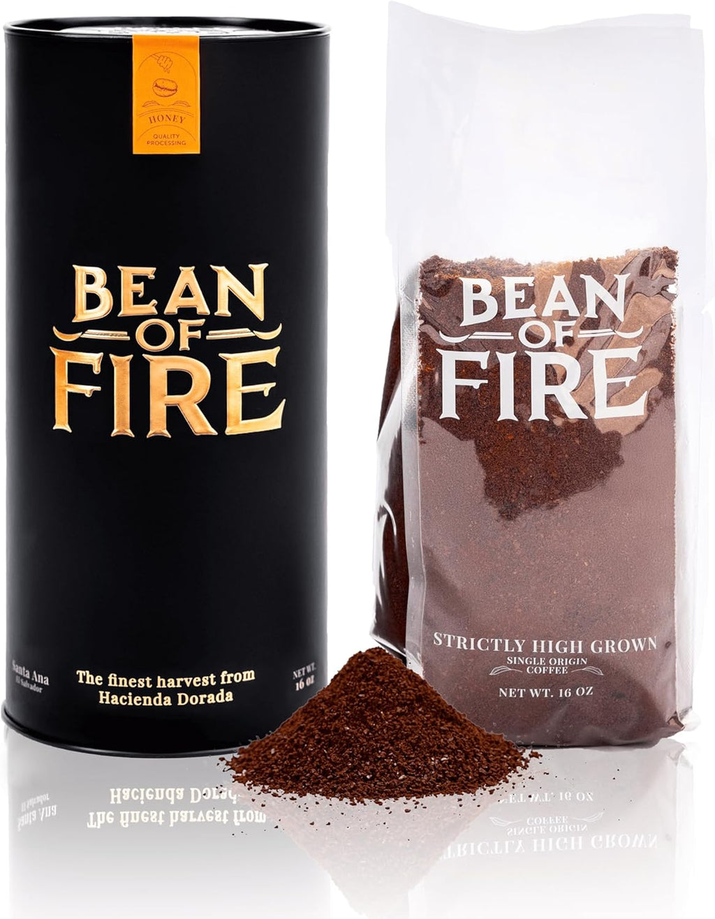 Bean of Fire El Salvador Red Bourbon Honey Ground Coffee – Medium Roast, Single Origin Specialty, Smooth & Fruity Cup (16 oz)
