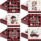 Feifeiya 240 Pcs Christmas Paper Napkins Christmas Disposable Cocktail Napkins Snowman Decoupage 2 Ply Beverage Paper Xmas Holiday Party Supplies for Guest Banquet Lunch Winter Dinner Table Decor