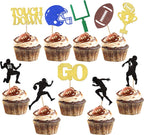 30 Pack American Football Cupcake Toppers Football Touchdown Cupcake Picks Soccer Player Cupcake Decorations for Super Rugby Sports Theme Men Boys Birthday Party Supplies