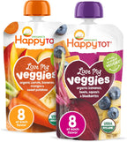 HAPPYTOT Organics Stage 4 Baby Food Pouches, Gluten Free, Vegan Snack, Love My Veggies, Fruit & Veggie Puree, Variety Pack, 4.22 Ounce (Pack of 16), Amazon Exclusive