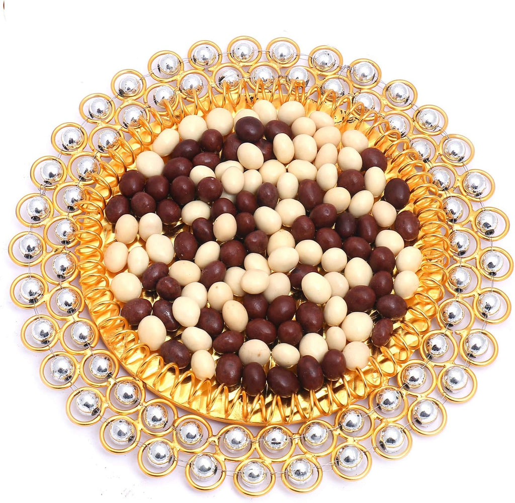 Ghasitaram Gifts Diwali Gifts Chocolate Hamper- Golden Crystal Nutties Thali
