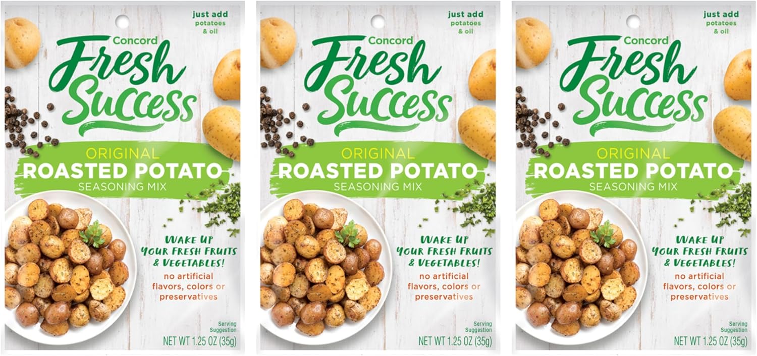 Concord Foods Original Roasted Potato Seasoning Mix, Elevate Your Potatoes with Spices, Garlic & Herbs, Simply Mix, Bake & Serve for Flavorful, 1.25 oz, 3-Pack