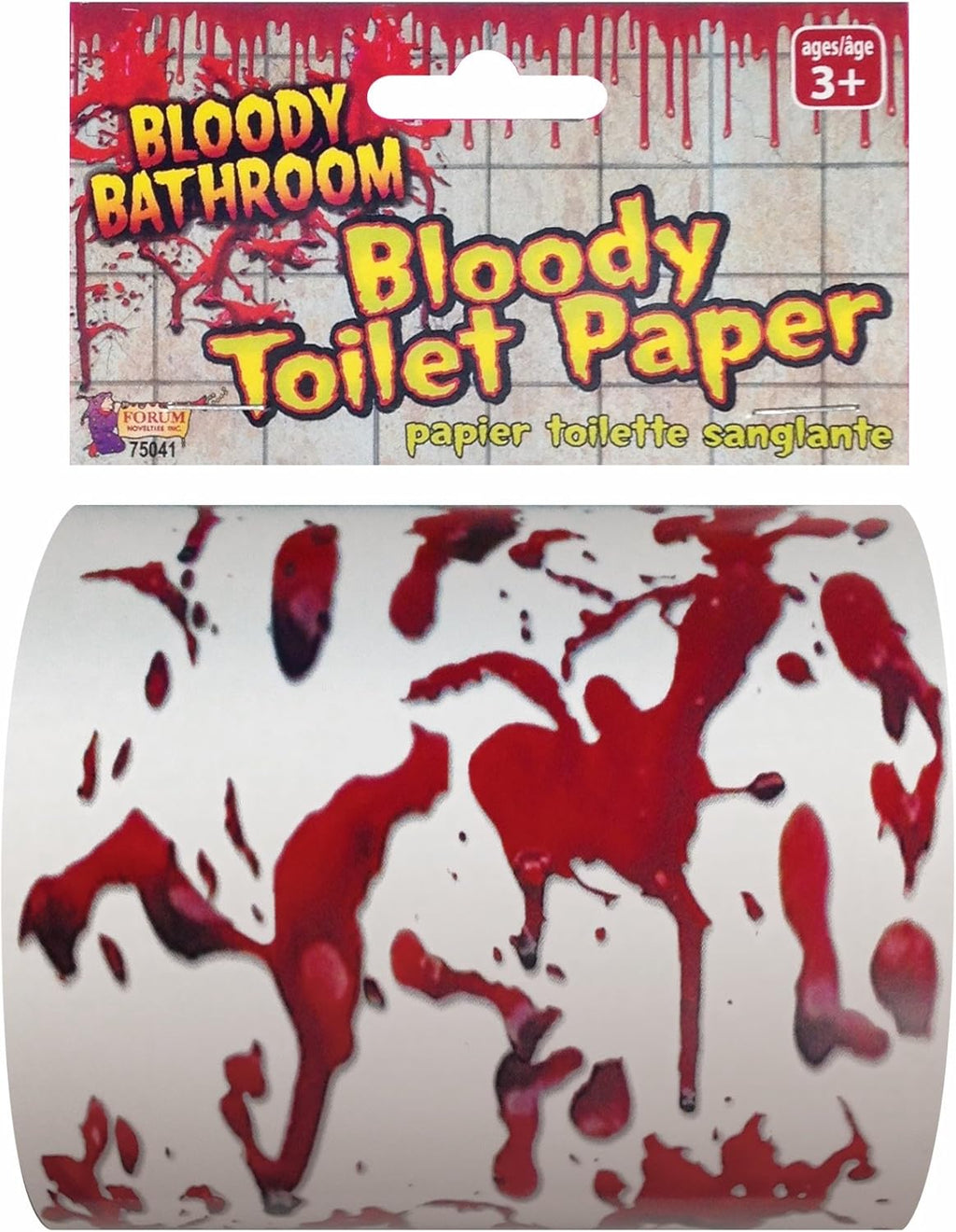 Forum Novelties, Red Bloody Bathroom Toilet Paper, White, One-Size