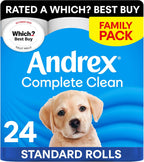 Andrex Classic Clean Toilet Rolls - 24 Toilet Roll Pack - Bulk Buy Toilet Roll - Unbeatable Clean with Unique 3D Wave Toilet Paper, White, 04970613