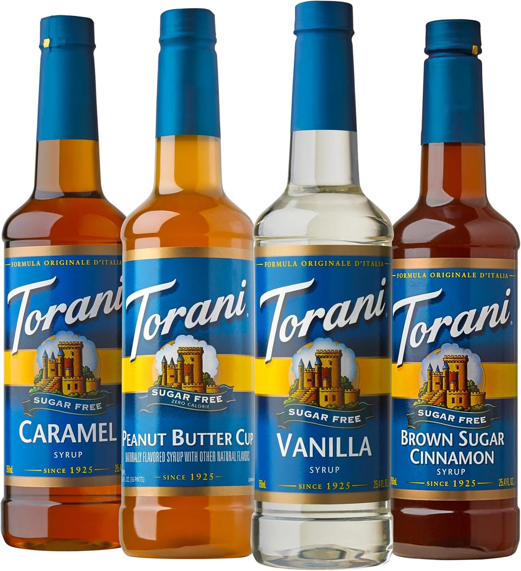 Torani Syrup Variety Packs, Sugar Free Coffee Favorites, 25.4 fl oz Bottle (Pack of 4)