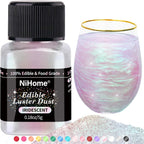 NiHome Edible Food-Grade Glimmer Powder Glitter Luster Dust Metallic Food Decorating Sprinkle Glimmery Dust for Drink Wine Beverage Cake Candy Dessert Bakery Restaurant Vegan (0.18oz/5g, Iridescent)