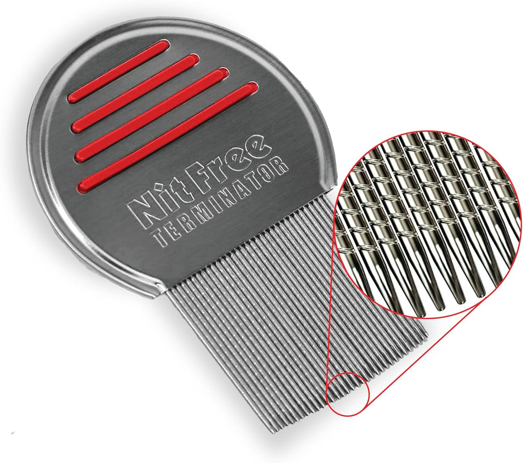 Nit Free Terminator Lice Comb - Professional Stainless Steel Comb for Effective Head Lice Treatment (Colors May Vary) (Pack of 3)
