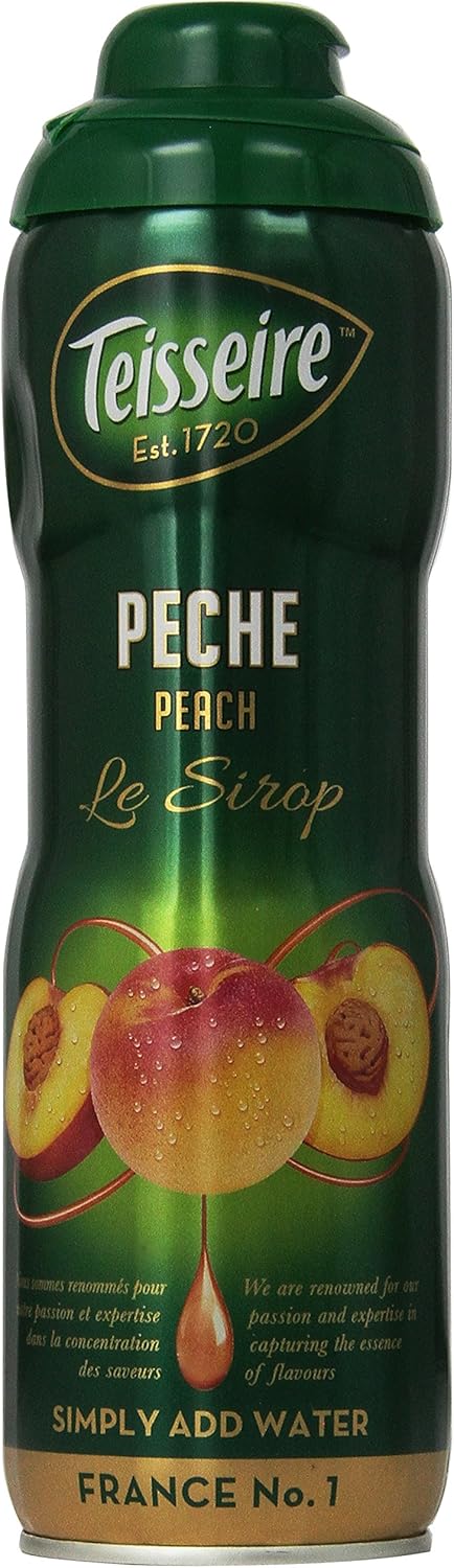 Teisseire Peach Syrup 20.3 fl oz for flavoring tea, for sodas and more. French import, Peach