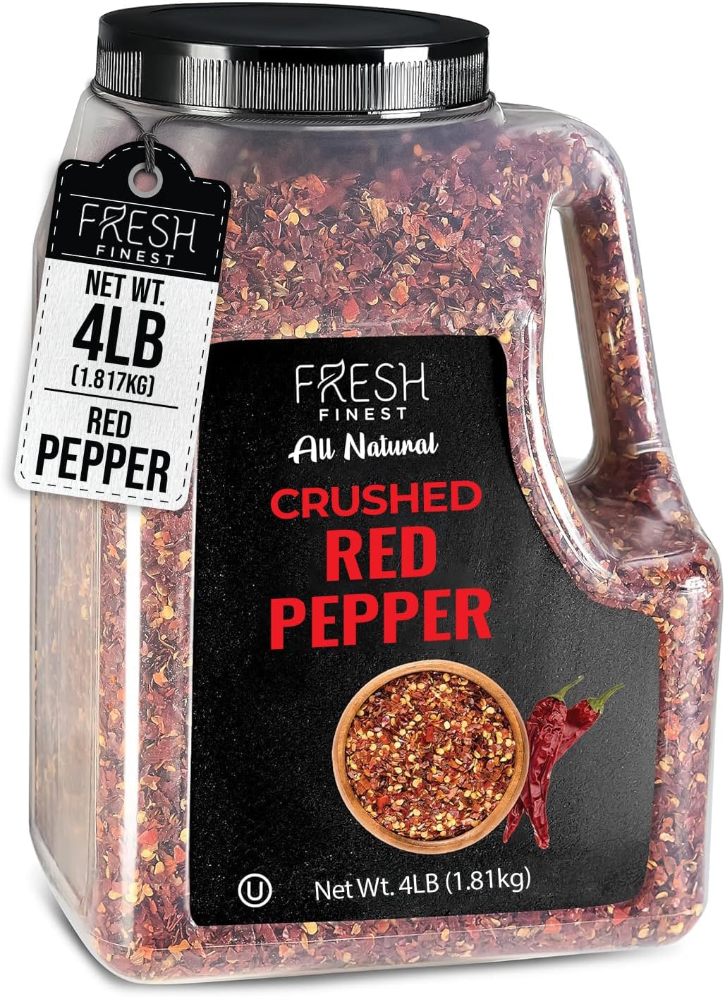 Fresh Finest Bulk 4LB Crushed Red Pepper Spices Commercial and Home Cooking - Chili Pepper Flakes, Red Peppers Spice Best for Pizza, Flatbreads, Beef, and More - 4 LB