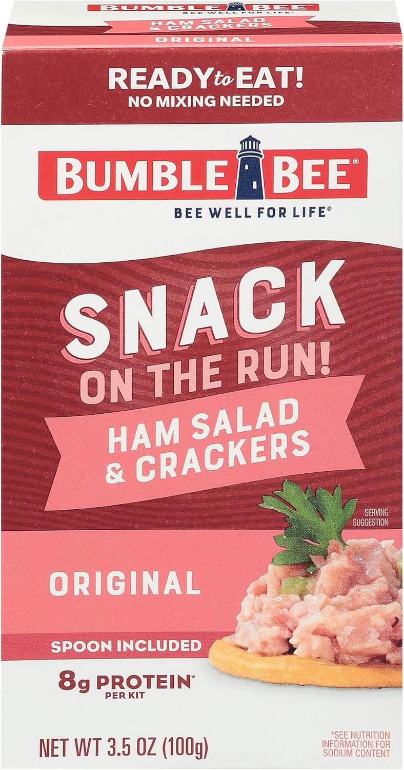Bumble Bee Snack On The Run! Protein Snack Pack - Ham Salad with Crackers - 8g Protein per Box - Ready to Eat Easy-Open Can (Pack of 1)