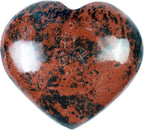 Crocon 50mm Mahogany obsidian Heart stone Big Heart Shape Puff Stones Set 450+ Carats Pocket Crystal Healing Tumble Collection Palm Worry Stone Good Luck Charm Meditation Gift Craft Home Decor