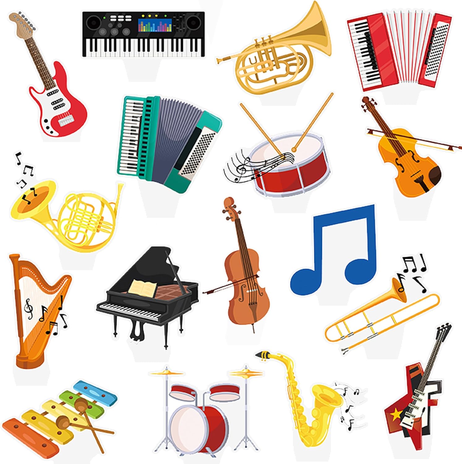 48Pcs Musical Instrument Cupcake Toppers Musician Birthday Party Decorations Music Note Guitar Piano Violin Theme Cupcake Picks Decorations for Music Theme Birthday Party Baby Shower Supplies