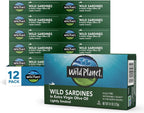 Wild Planet Wild Sardines in Extra Virgin Olive Oil, Lightly Smoked, Tinned Fish, Sustainably Wild-Caught, Non-GMO, Kosher, Gluten Free, 4.4. Ounce (Pack of 12)