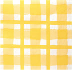 Talking Tables 20 x Yellow Gingham Disposable Napkins, Recycled Checkered Paper Serviettes for Picnics & Al Fresco Summer Dining Eco-Friendly for Birthday Easter, Weddings, BBQ, Decoupage 3ply 33cm