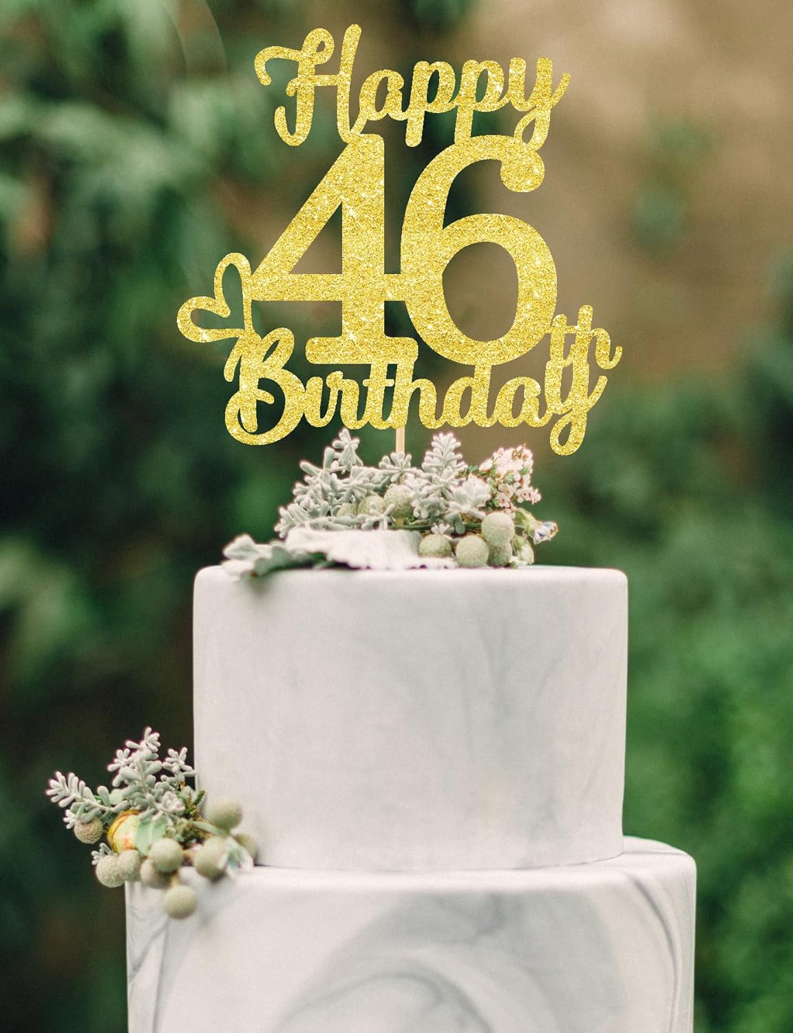 46 Birthday Cake Toppers-Gold Glitter, 46th Cake Topper for Men,46 Cake Topper For Women, 46th birthday decorations,46th Birthday Cake Topper Forty six