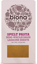 Biona Organic Spelt Pasta Semi-Wholegrain Lasagne Sheets 250g (Pack of 4)