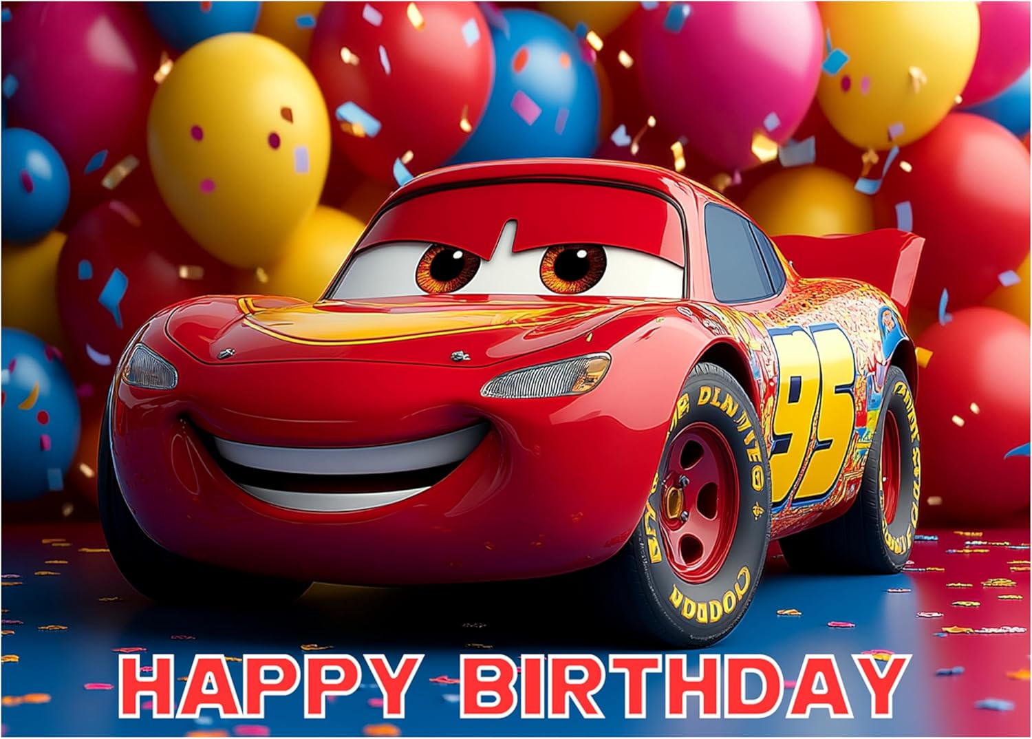 8.3 x 11.7 Inch Edible Square Cake Toppers – Speed Cars Themed Birthday Party Collection of Edible Cake Decorations