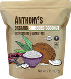 Anthony's Organic Shredded Coconut, 2 lb, Unsweetened, Gluten Free, Non GMO, Vegan, Keto Friendly