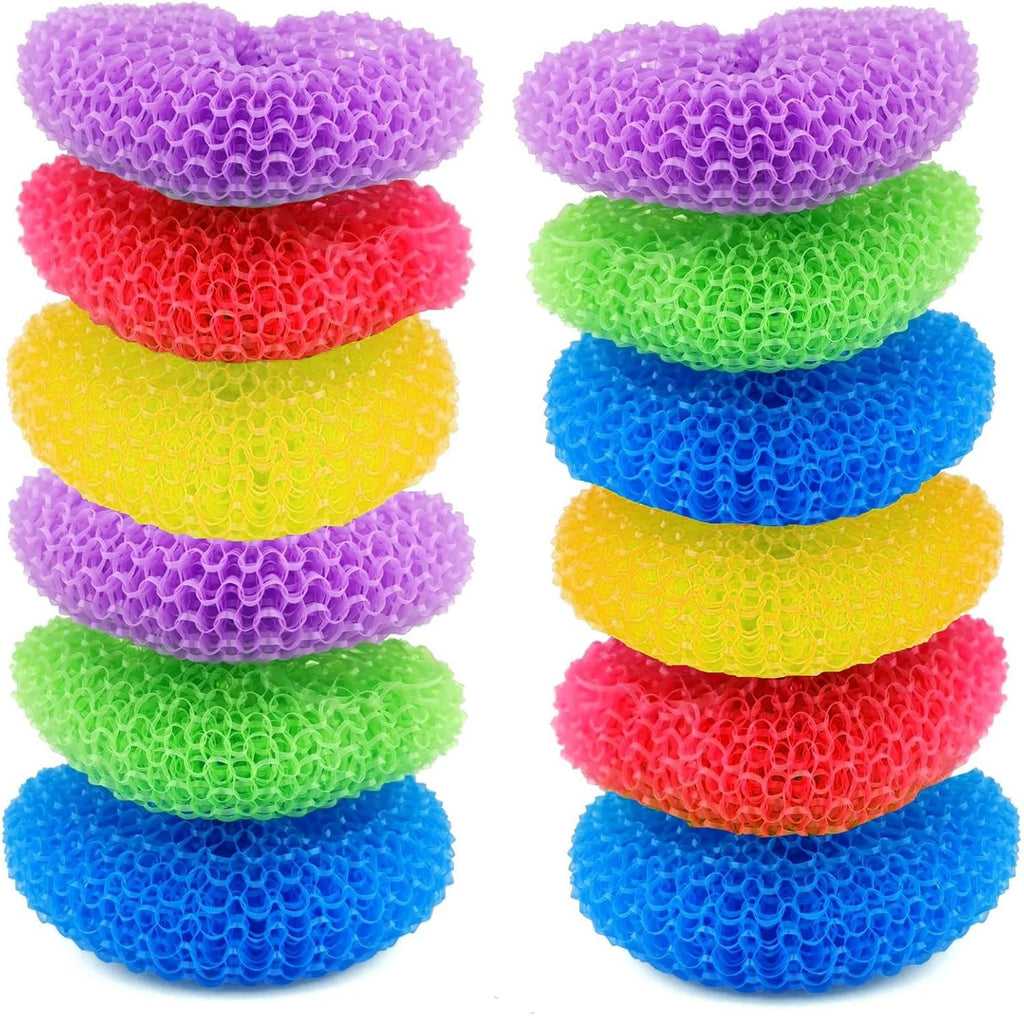 D.RECT Plastic Scourer 12 Pieces - Scraper Sponge Pot Cleaner