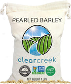 CLEAR CREEK Certified Glyphosate Residue Free Pearl Barley | 4 LBS Drawstring Bag | Non-GMO | Kosher | Vegan | Non-Irradiated