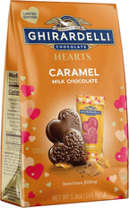 Ghirardelli Chocolate Company Milk Chocolate Caramel Duet Hearts, Heart Shaped Chocolates for Valentines, 6 Oz Bag