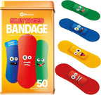 BioSwiss Bandages, Silly Faces Shaped Self Adhesive Bandage Set, Latex Free, Sterile Wound Care, 50 Count