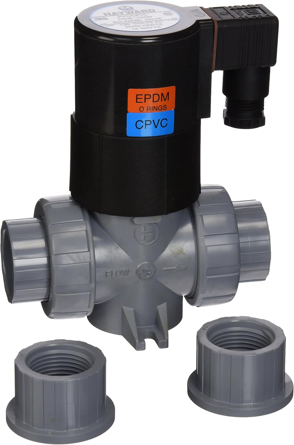 Hayward SV20100STE 1-Inch CPVC NPD Design True Union Solenoid Valves with EPDM Seal and Socket/Threaded End Connection