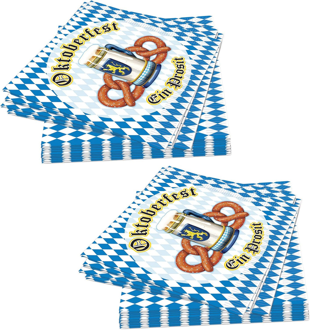 Beistle 32 Piece 2-Ply Paper Oktoberfest Lunch Napkins, German Theme Party Supplies