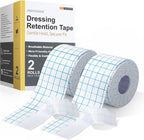 FRESINIDER Dressing Retention Tape, 2 Rolls 2” x 11 Yards, Hypoallergenic Medical Fixation Tape for Securing Dressings & Bandages, Breathable Non-Woven Fabric, Gentle Adhesion, Latex Free